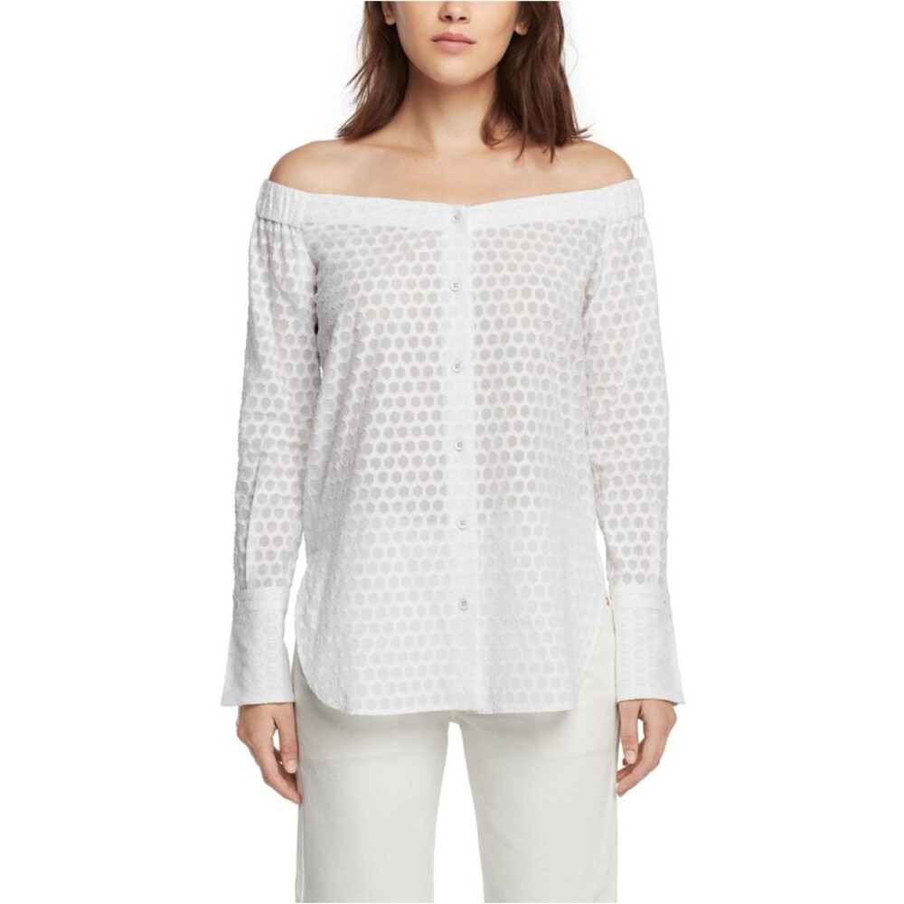 Rag & Bone White Kacy Off-The-Shoulder Minimalist Tunic Blouse Extra Small